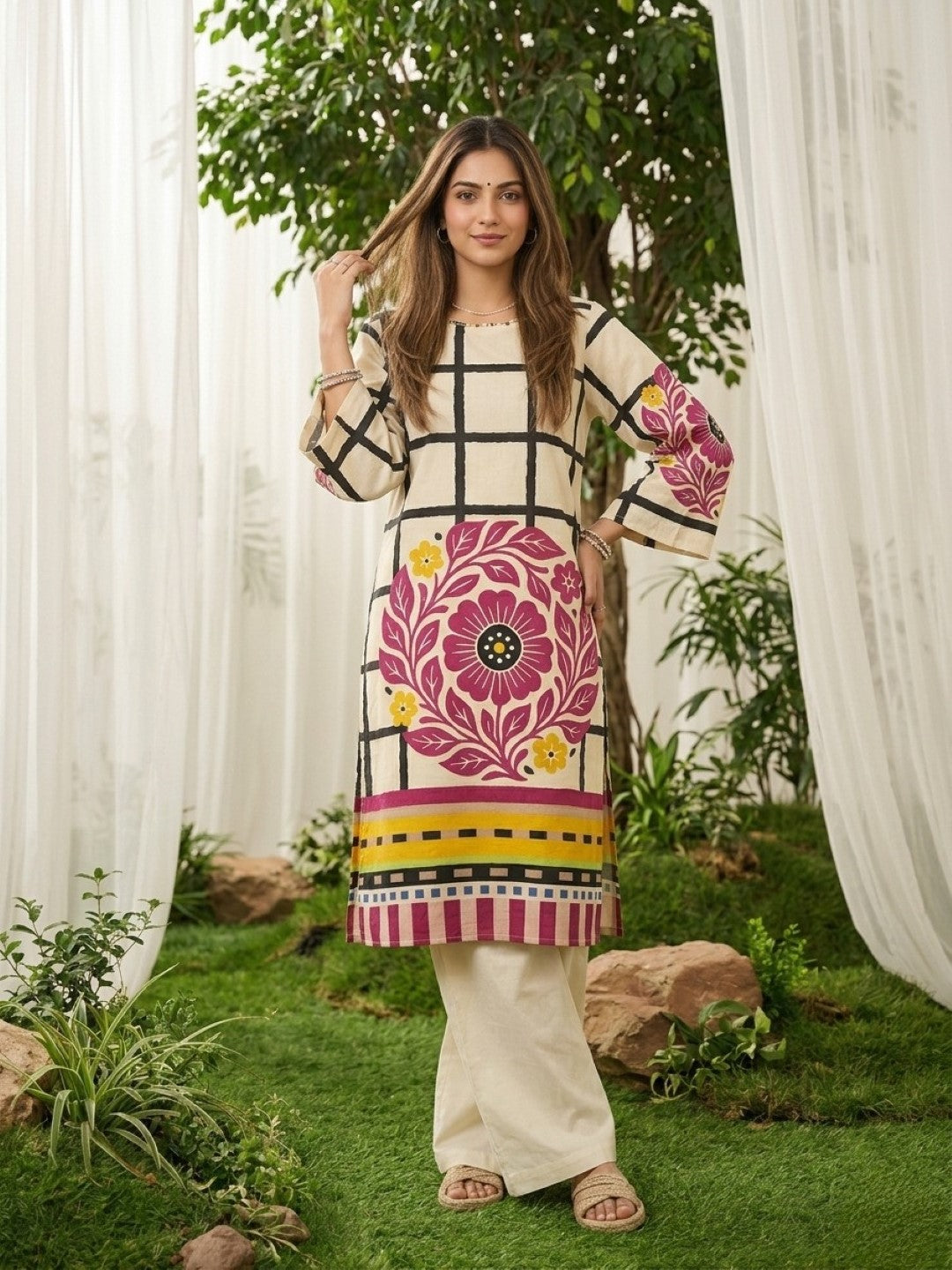 Virosh taffy cotton printed kurta pant set
