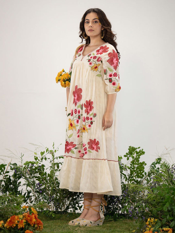 Hemal PearL Full Embroidery Dress ( with lining )