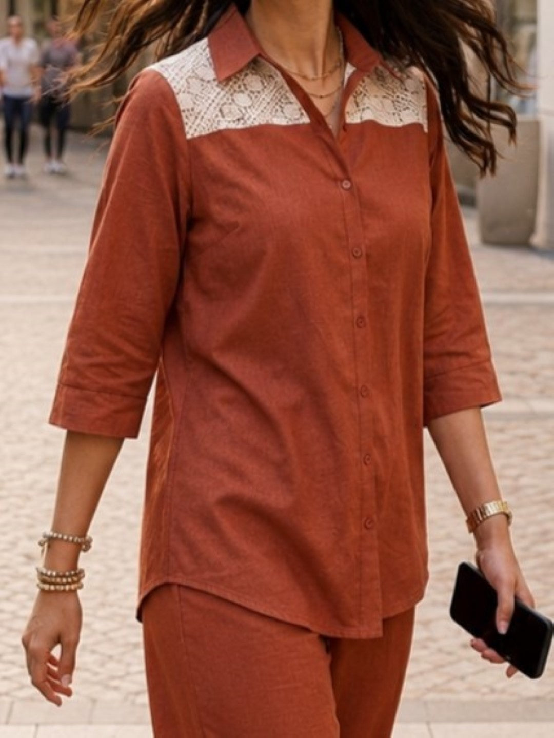 Prisha apricot cotton co-ord set