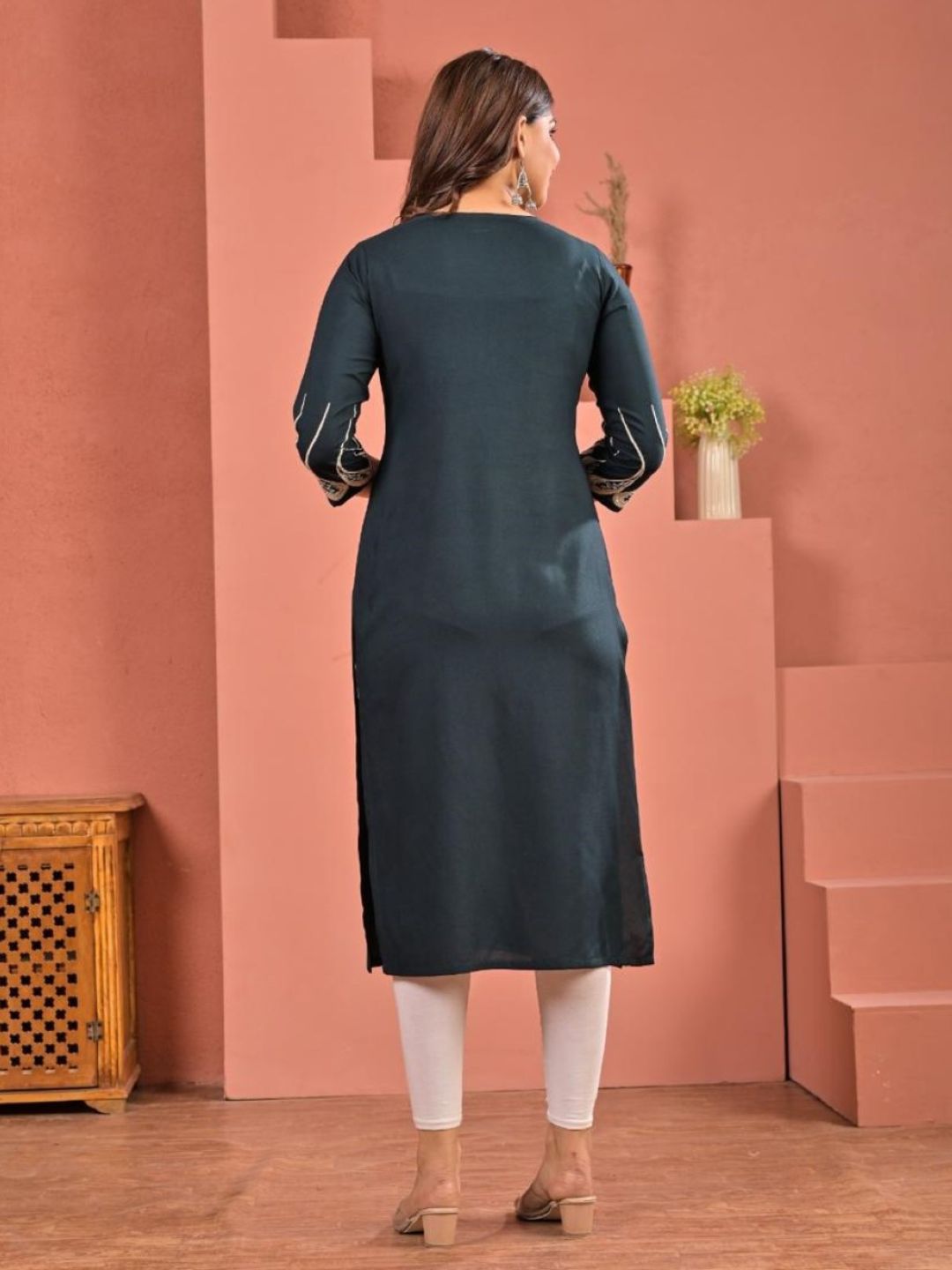 Chandri Pine Embroidered Kurti