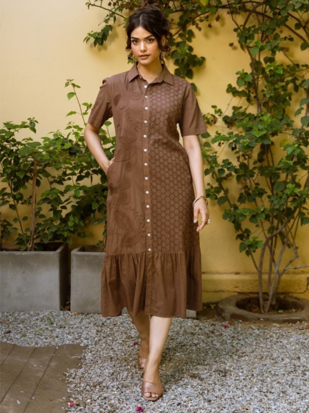 Ravya peanut embroidery cotton dress