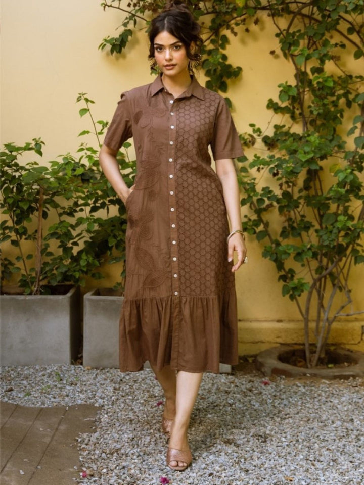 Ravya peanut embroidery cotton dress