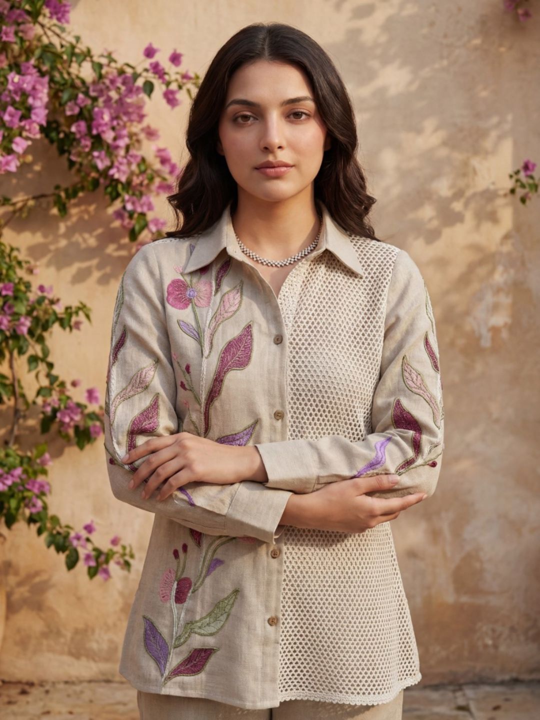 Opela salvia embroidery cotton co-ord set