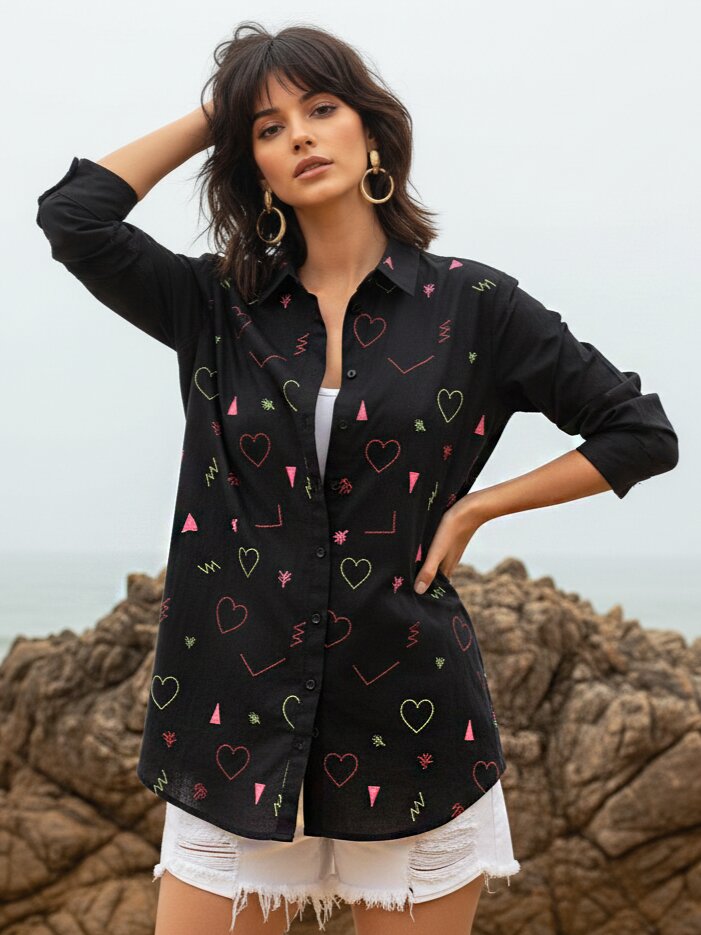 Ivanka Jet embroidery cotton shirt