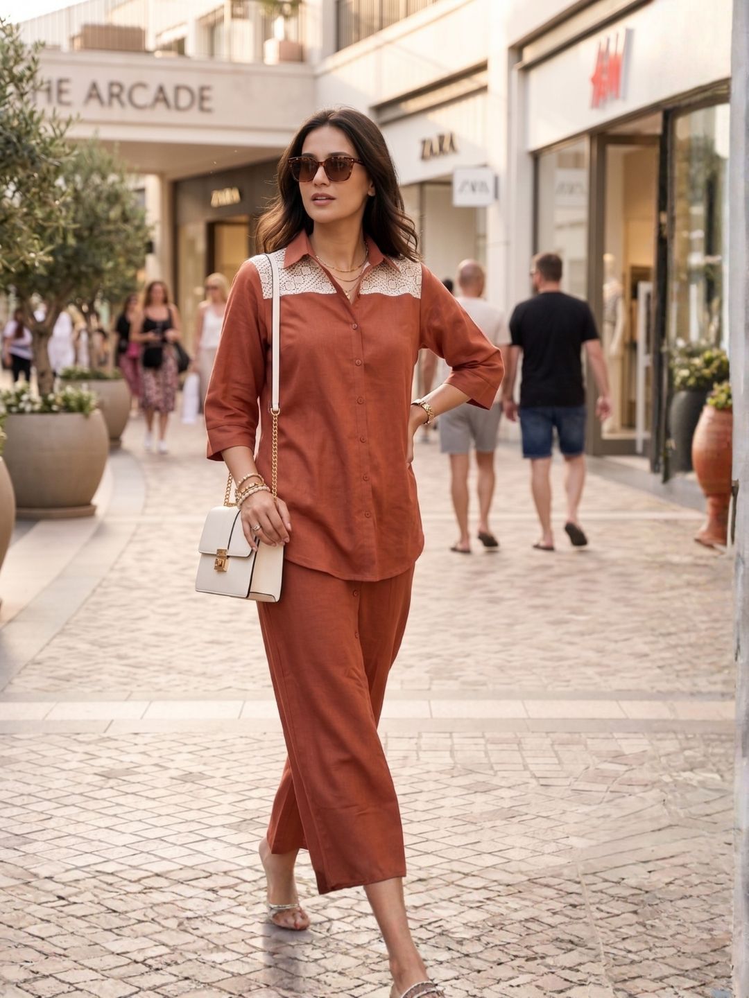 Prisha apricot cotton co-ord set