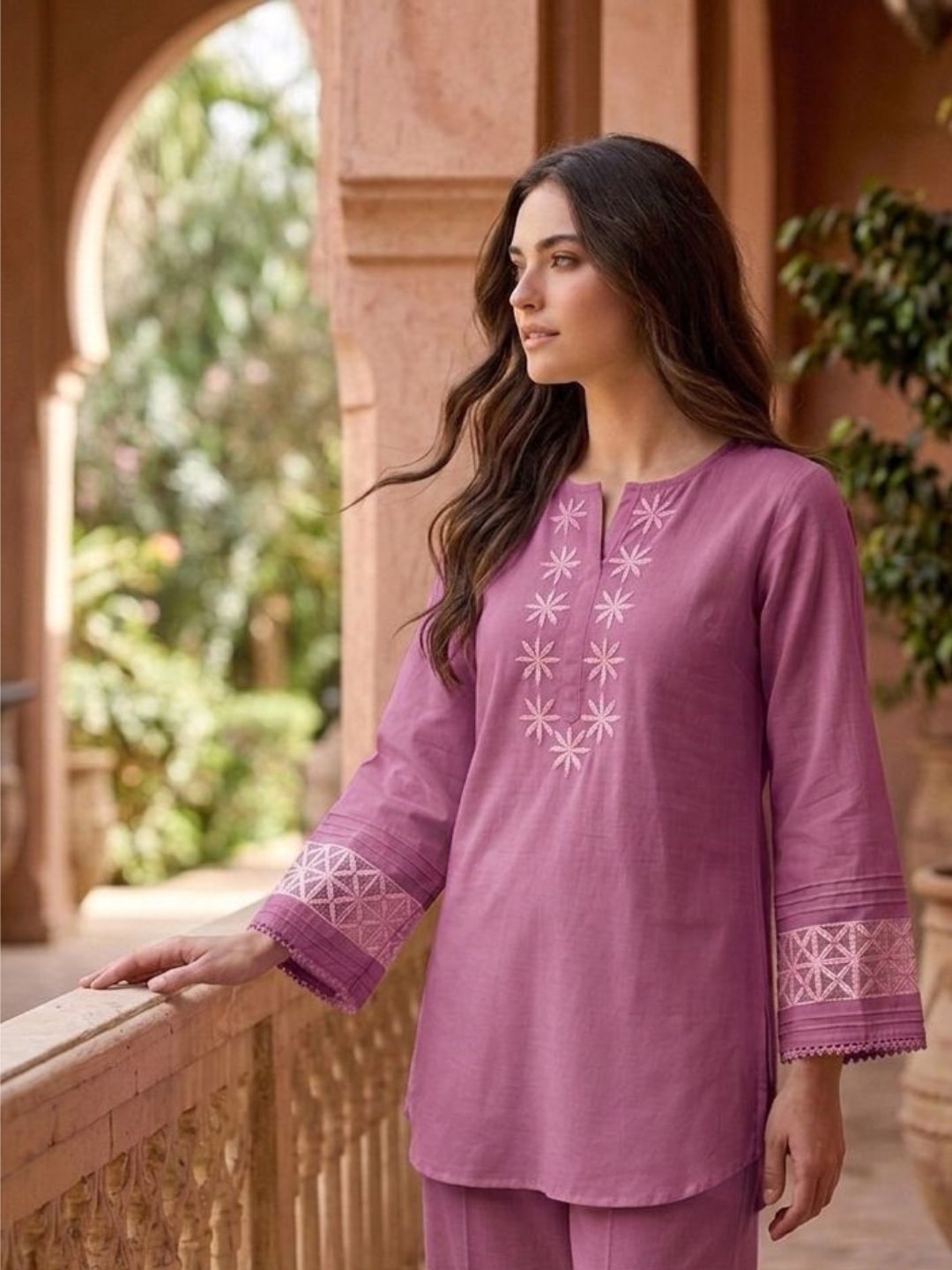 Prisha heather embroidery cotton co-ord set