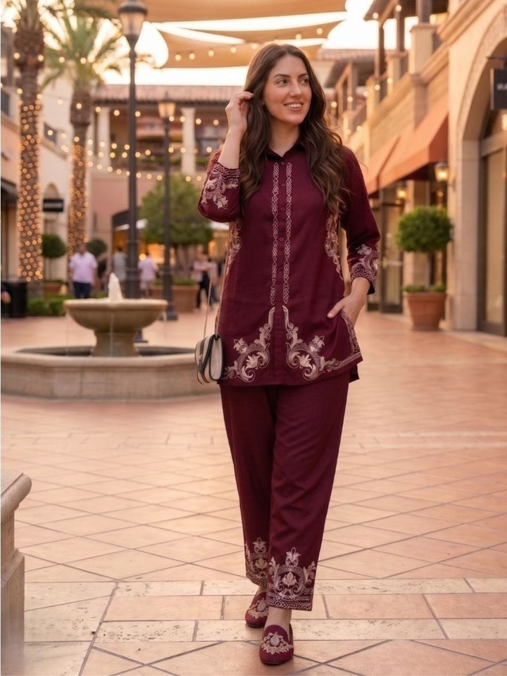 Prisha jam embroidery cotton co-ord set