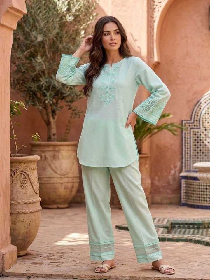 Prisha mantis embroidery cotton co-ord set