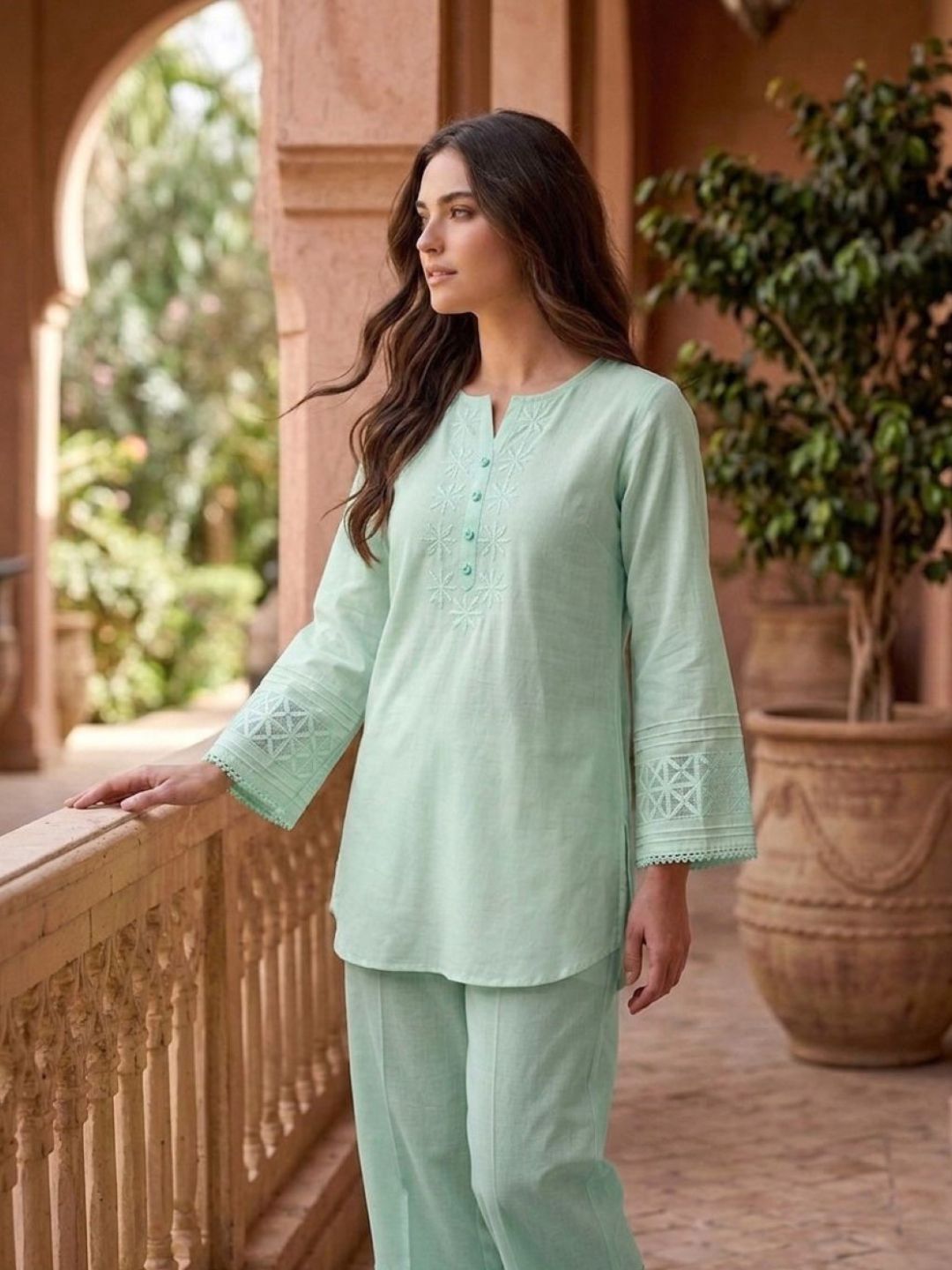 Prisha mantis embroidery cotton co-ord set