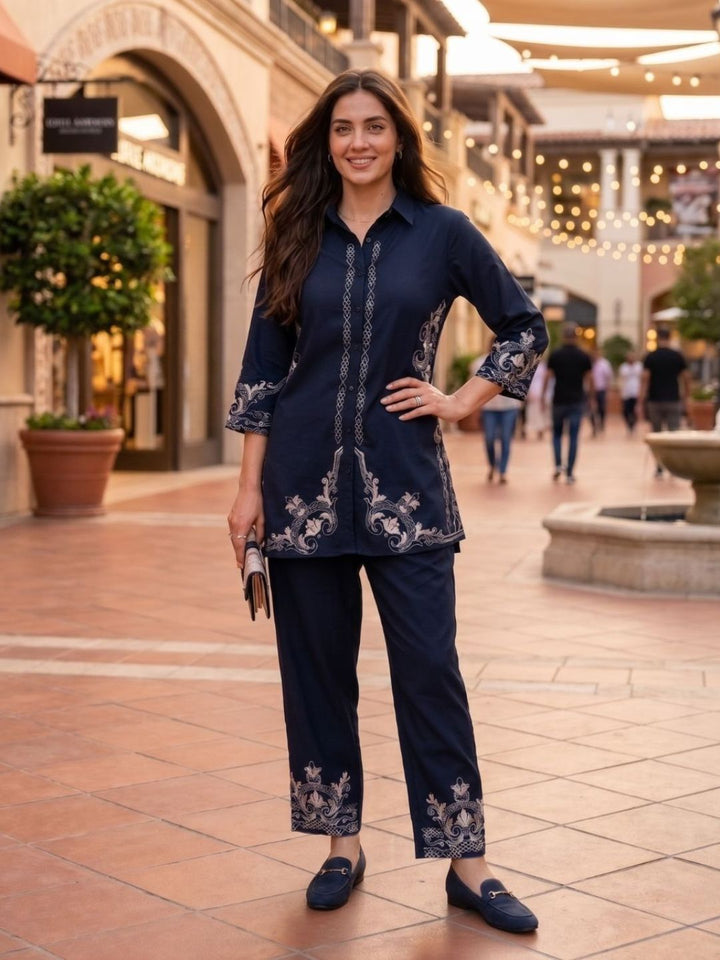 Prisha yin embroidery cotton co-ord set