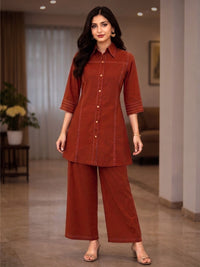 Akshara Apricot Cotton Co-ord Set