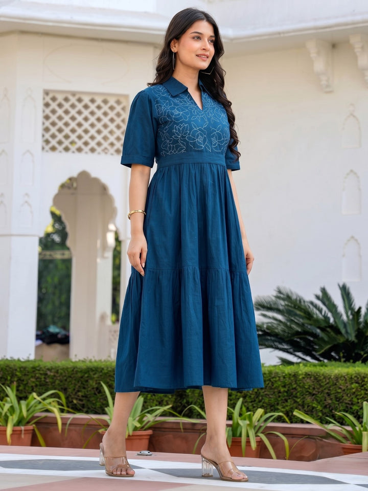 Esmera azure embroidery cotton dress