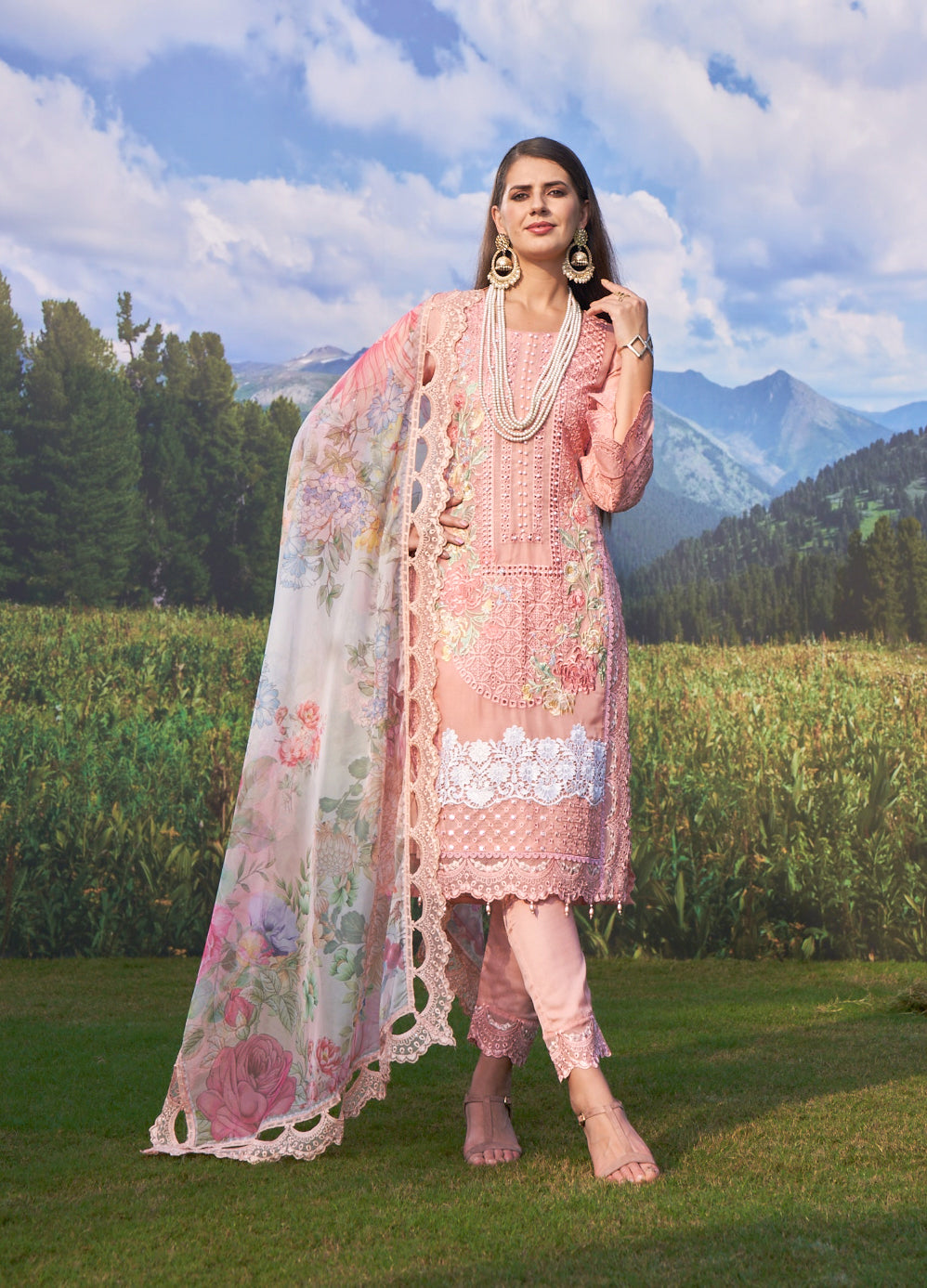 Noori Apricot Full Heavy Work Premium Pakistani Suit Set