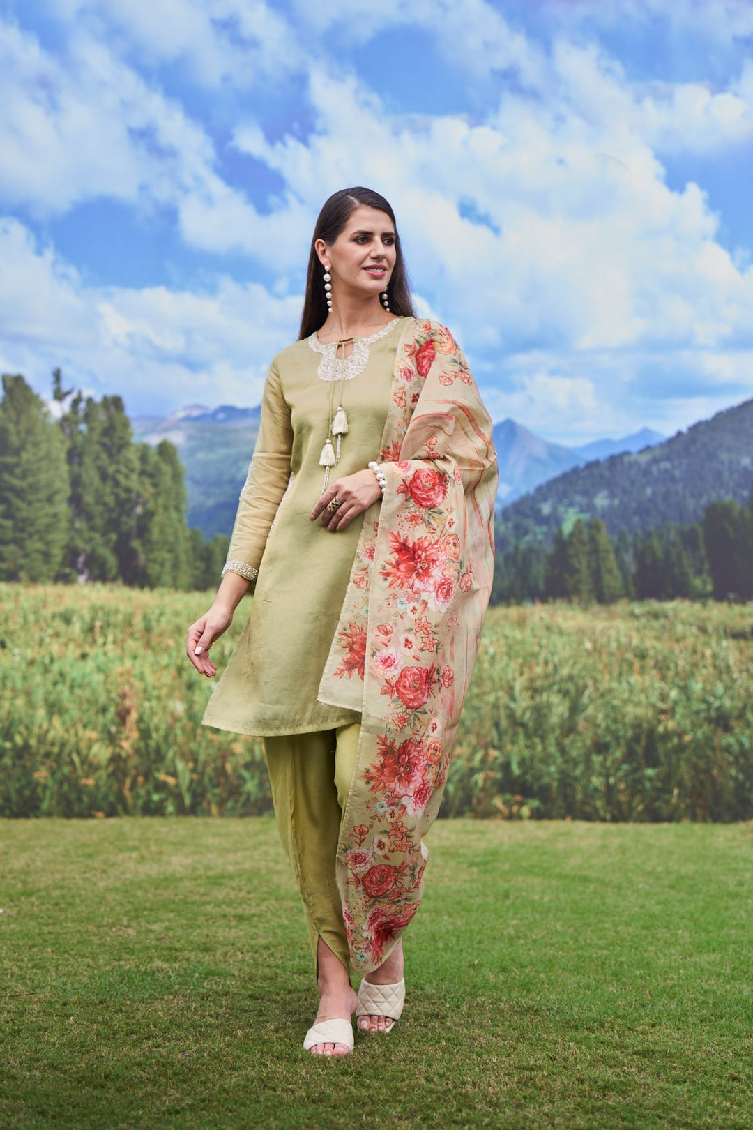 Devishi Mint Heavy Suit Set with Tulip Pants