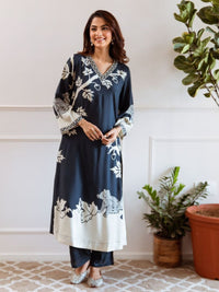 JAGDEEP AZURE PRINTED KURTA PANT SET