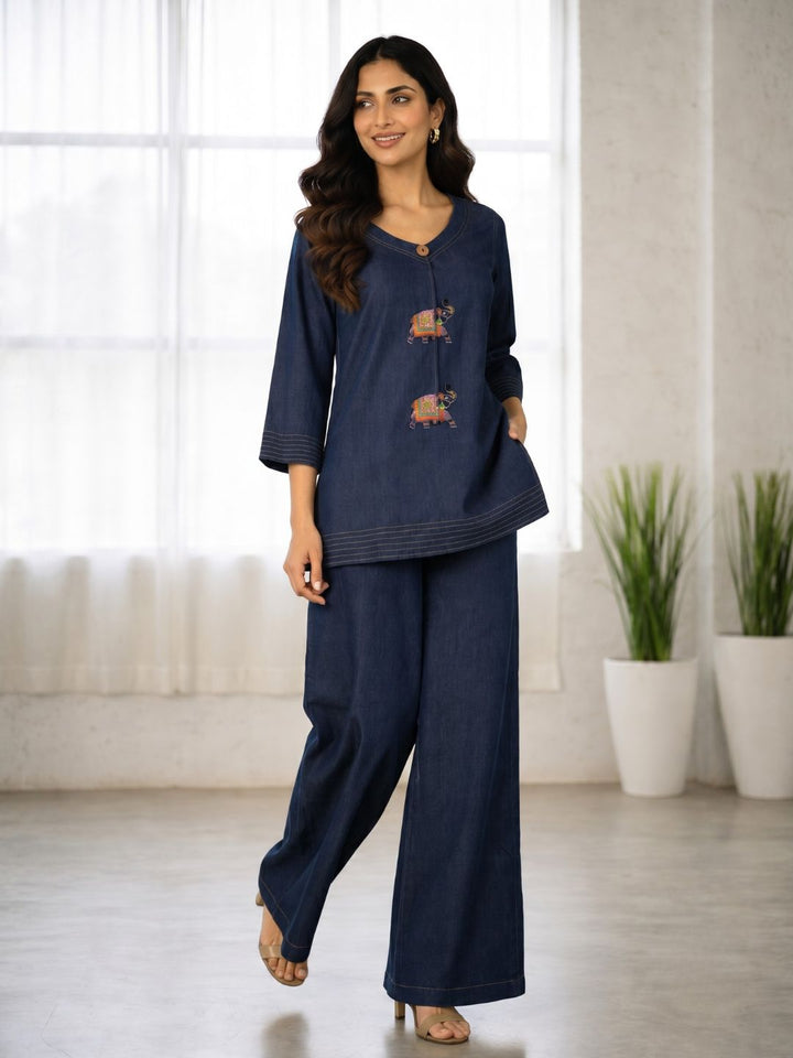 Prisha Denim Cotton co-ord set