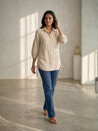 Drona patch embroidery cotton shirt