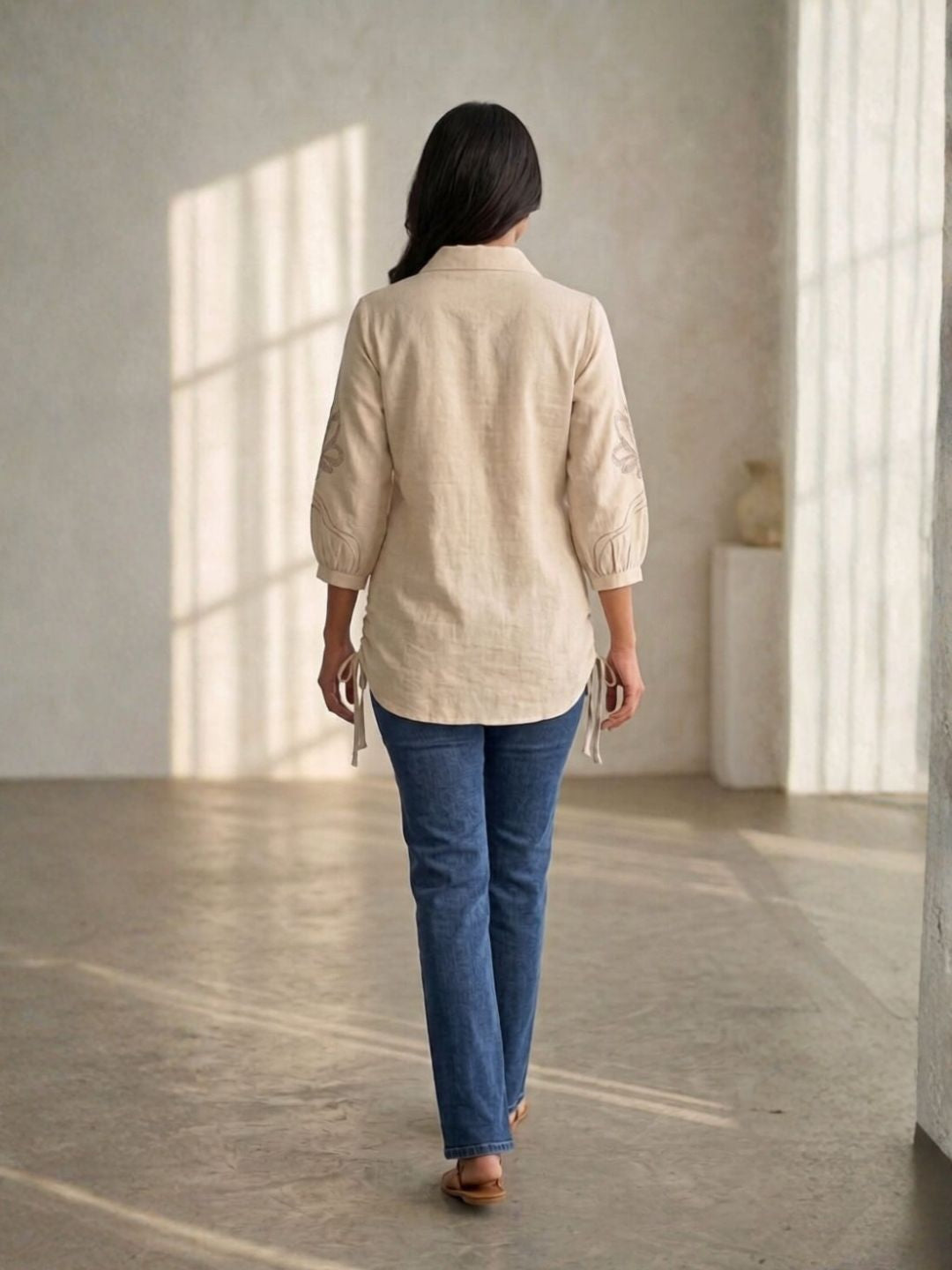 Drona patch embroidery cotton shirt