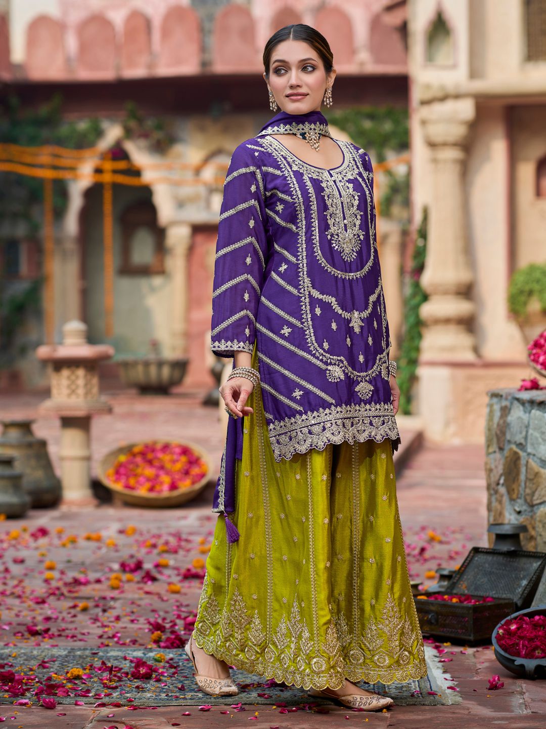 Kanupriya Orchid Fern Full work Suit Set
