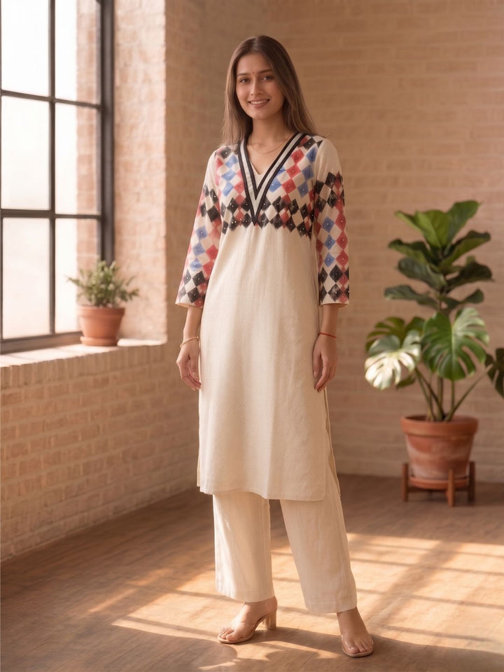 Swades porcelain cotton kurta pant set