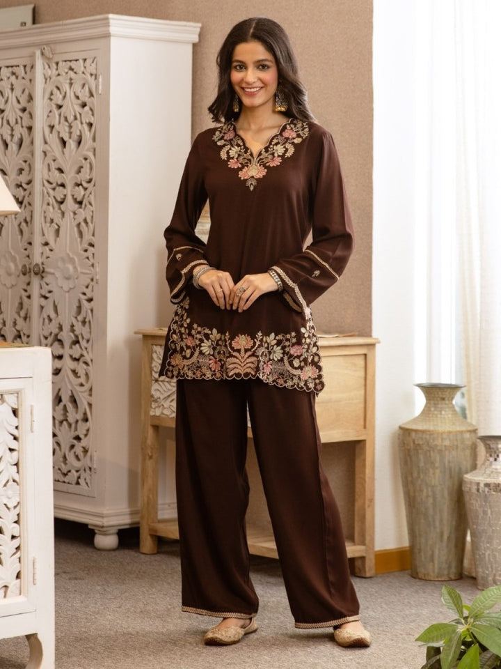 Karen Choccy Embroidery Cotton Co-ord Set