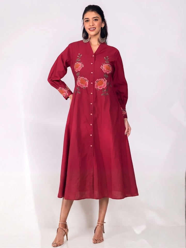 Mahua zarqa embroidery cotton dress