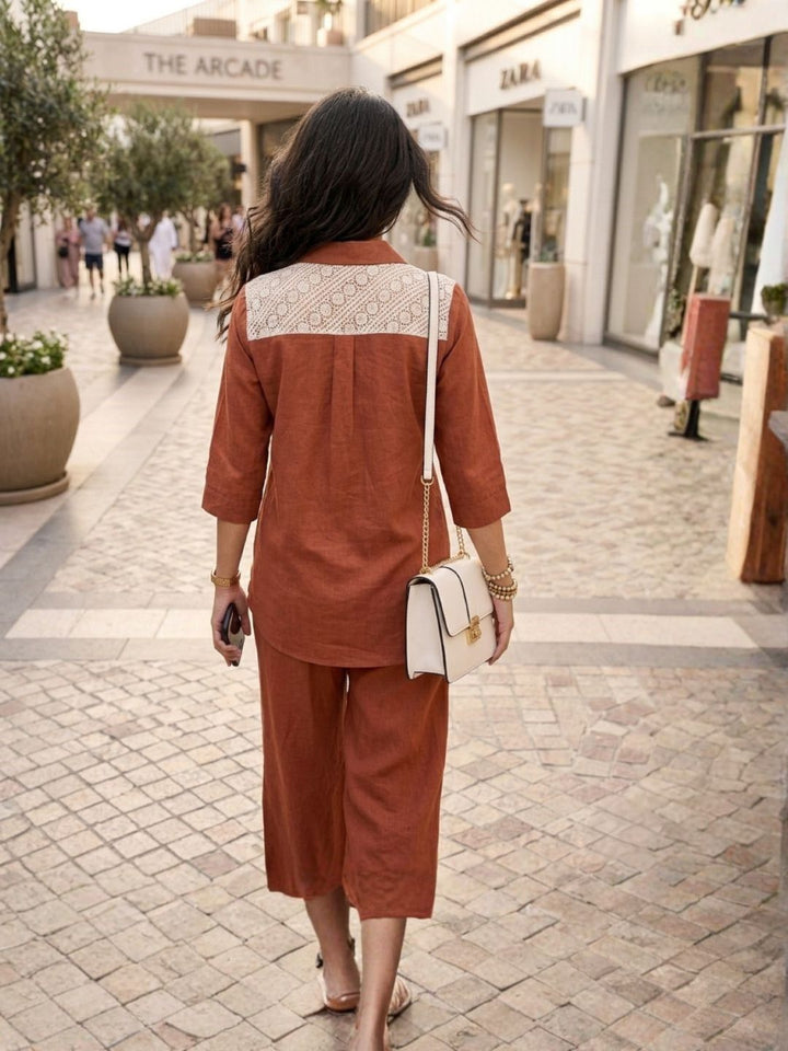 Prisha apricot cotton co-ord set