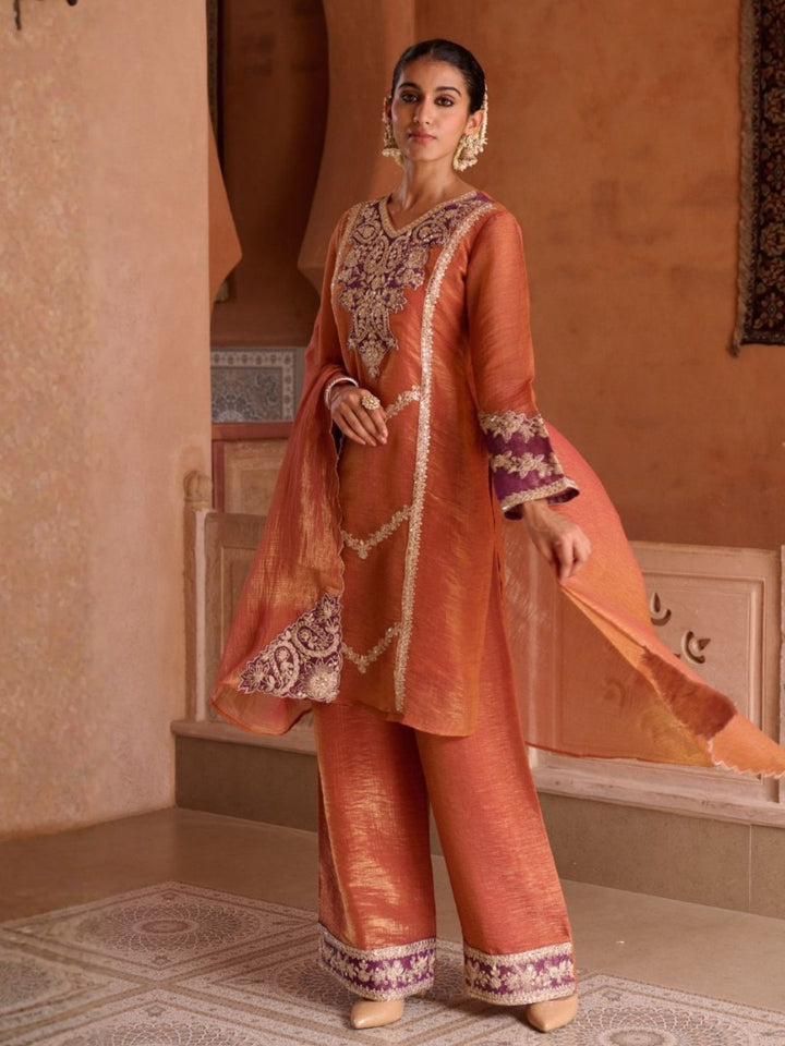 Gaurisha Rust full work premium suit set