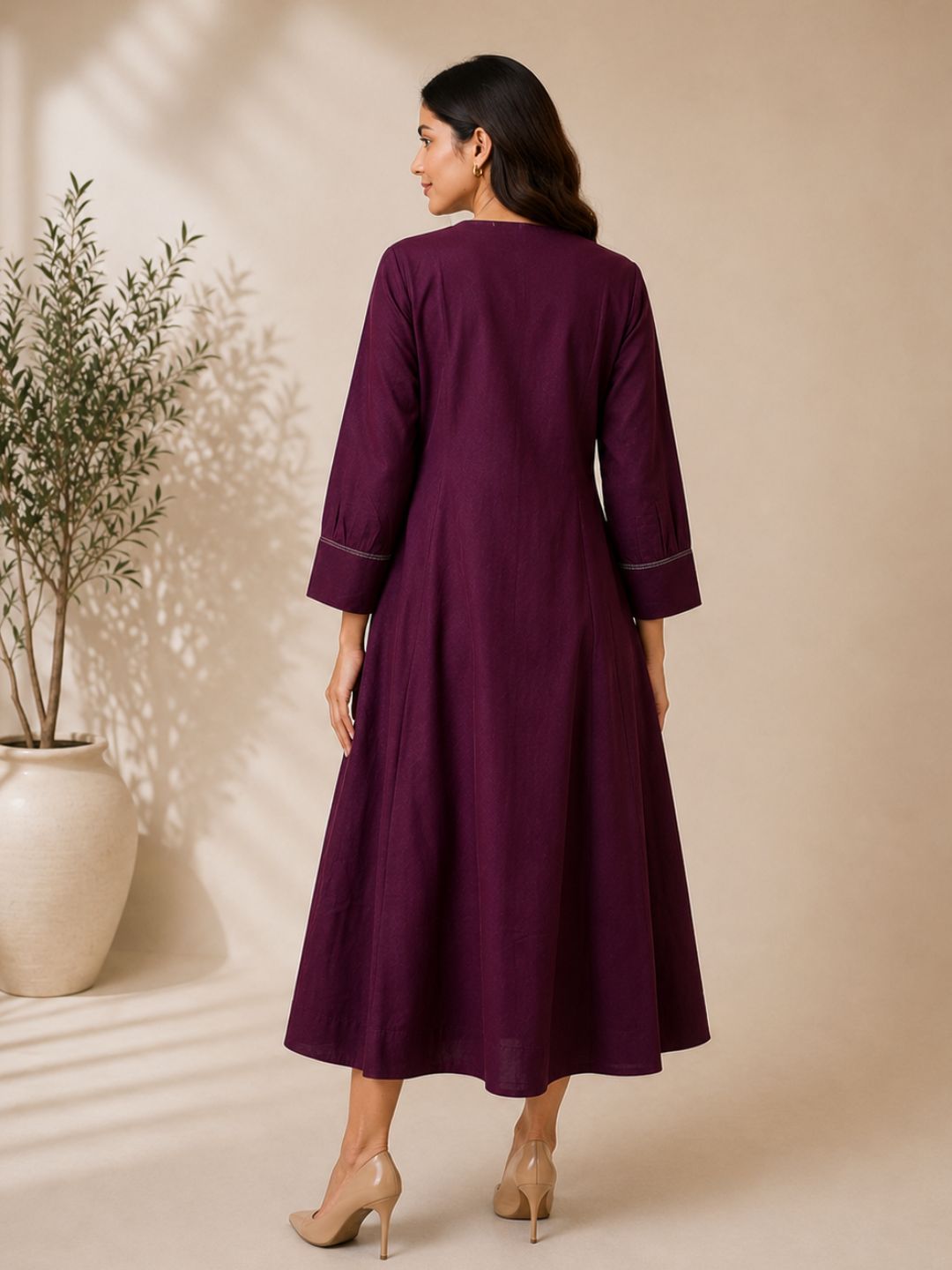 Akshara garnet cotton dress