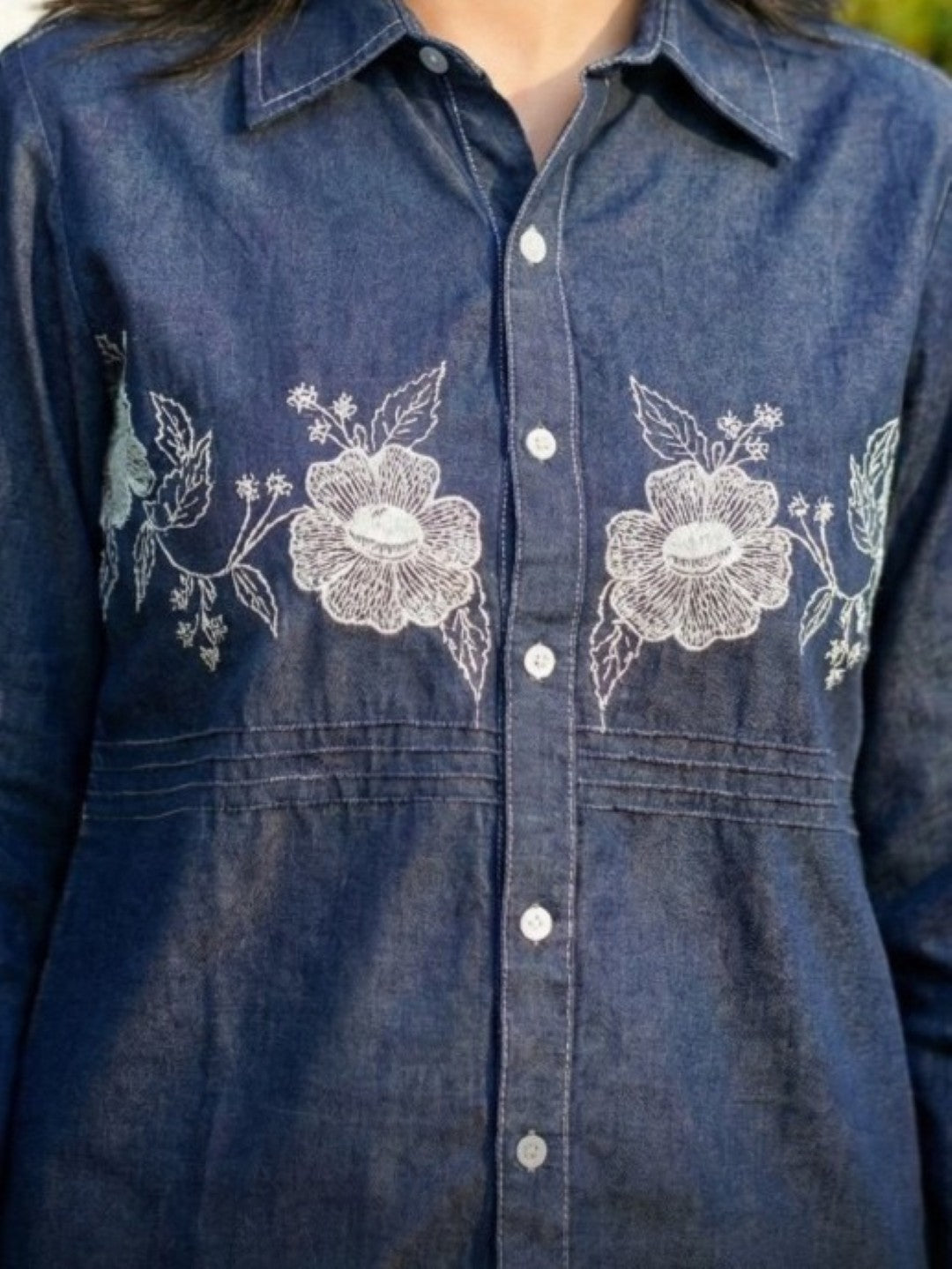 Poppi cobalt embroidery denim co-ord set