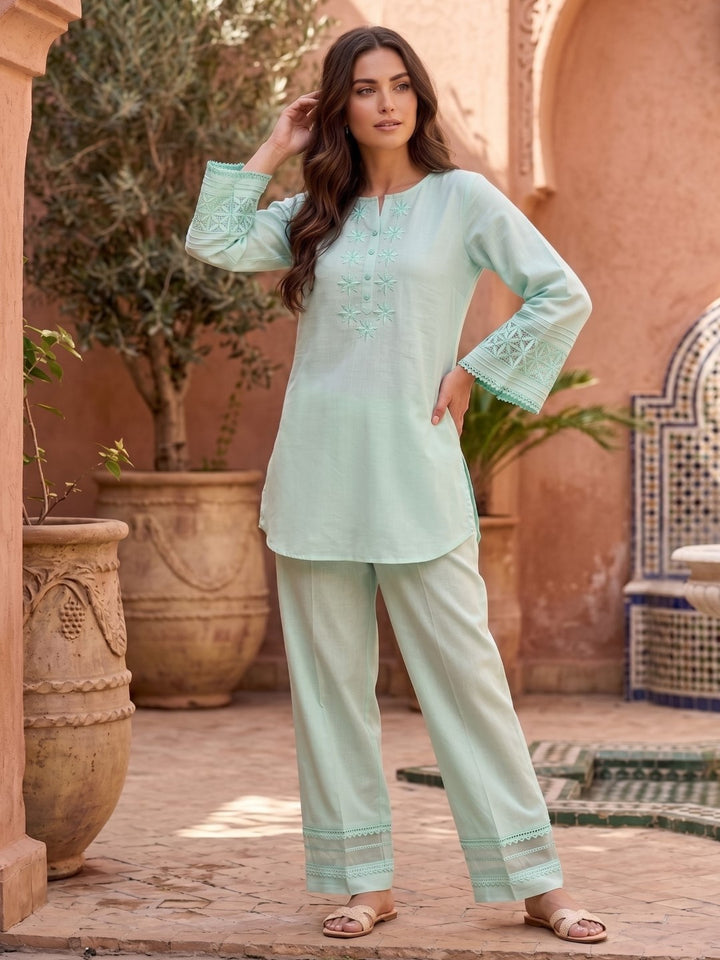 Prisha mantis embroidery cotton co-ord set