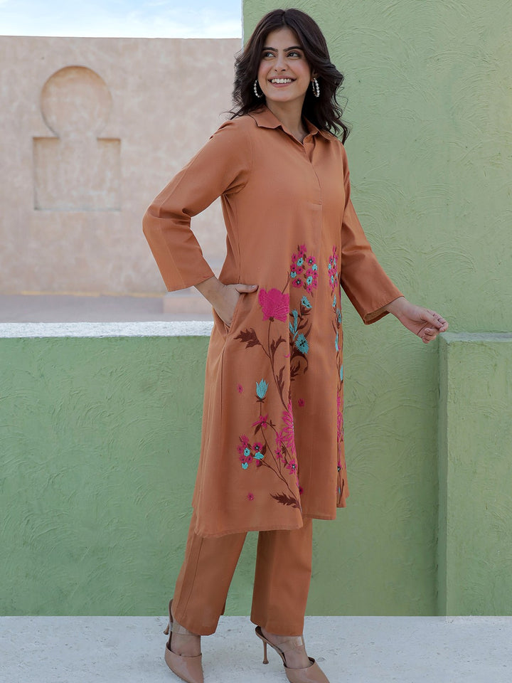 Viva toffee embroidery cotton co-ord set