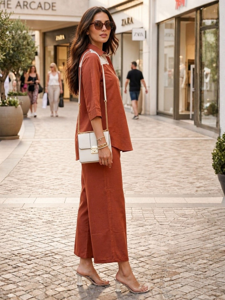 Prisha apricot cotton co-ord set