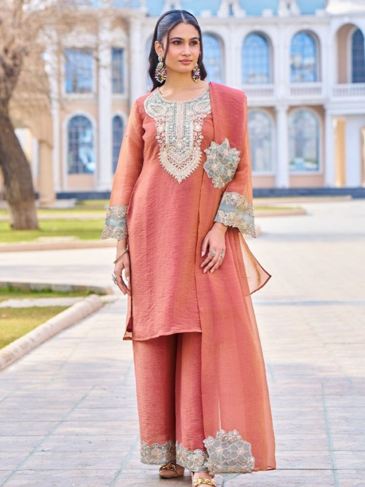Mihika apricot full work suit set