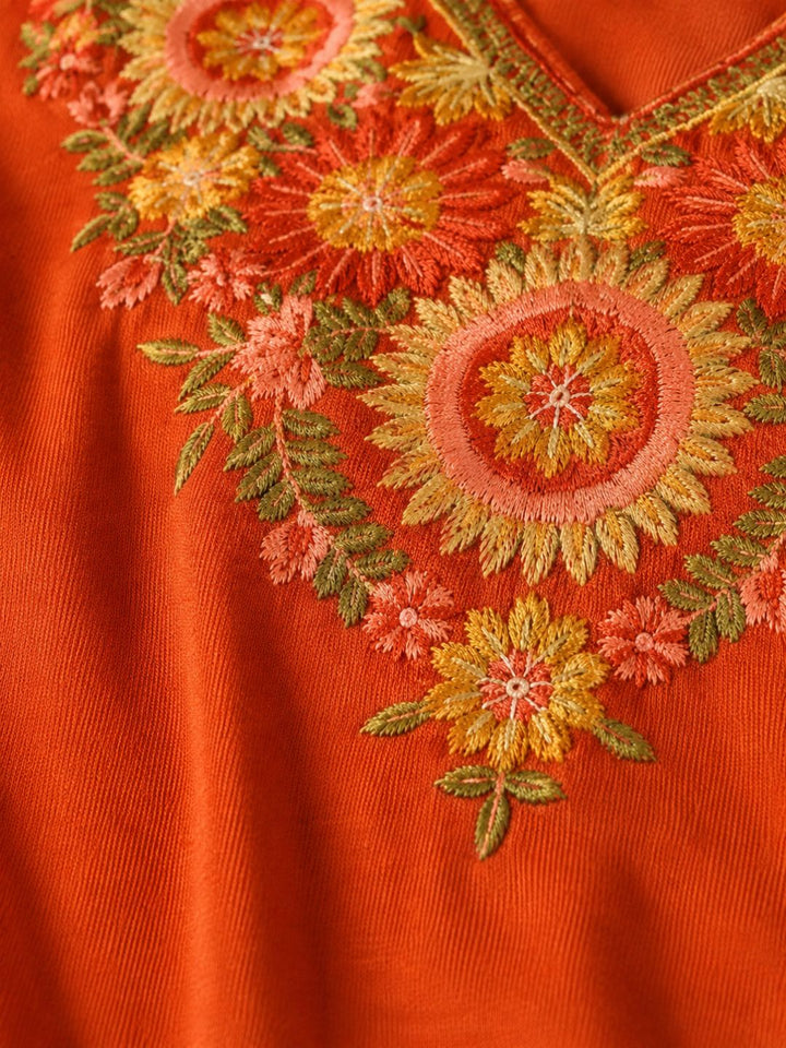 Chandri Tangerine Embroidered Kurti