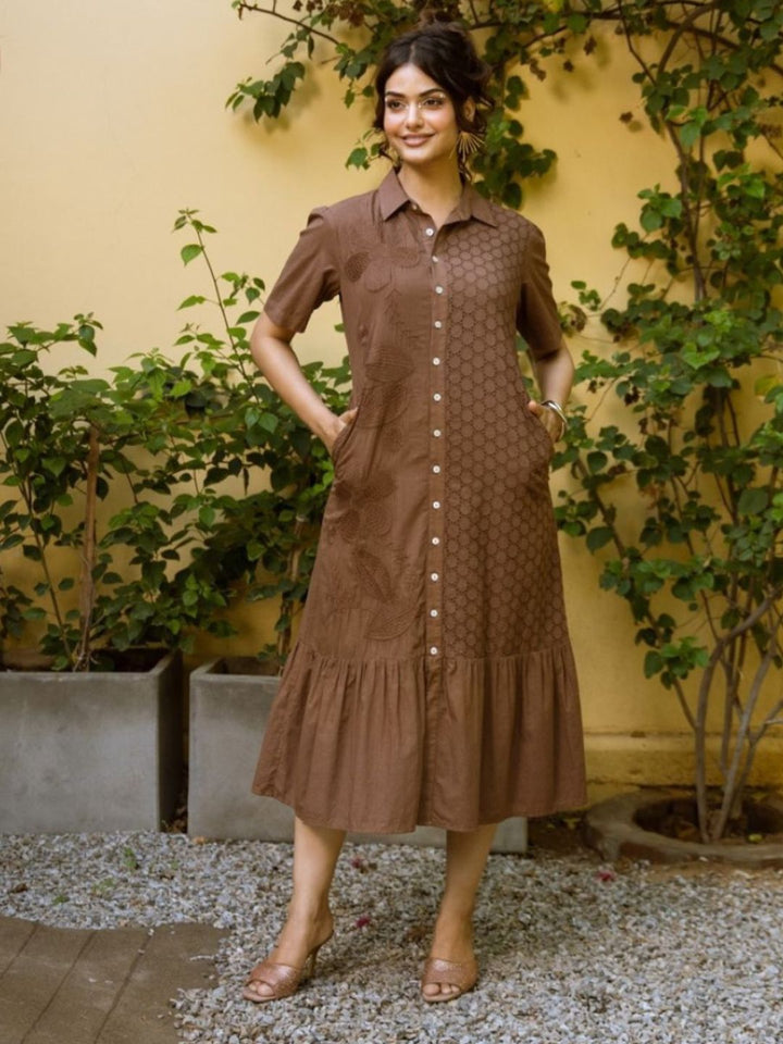 Ravya peanut embroidery cotton dress
