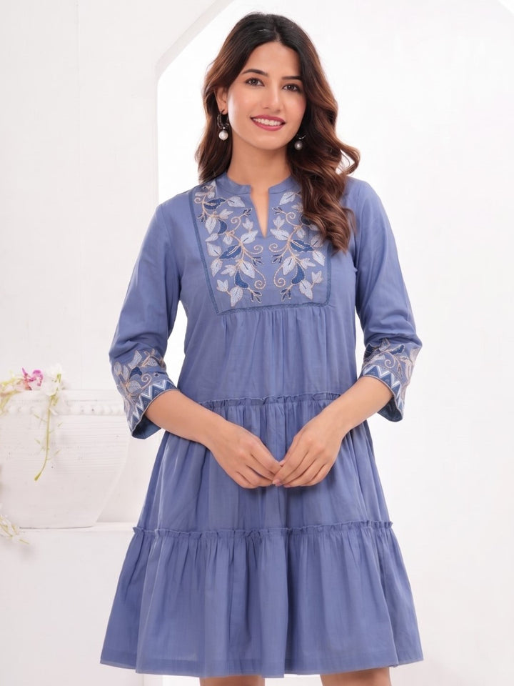 Slopi Spruce Embroidery Cotton Dress