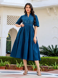Esmera azure embroidery cotton dress