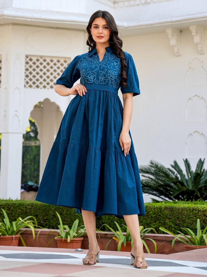 Esmera azure embroidery cotton dress