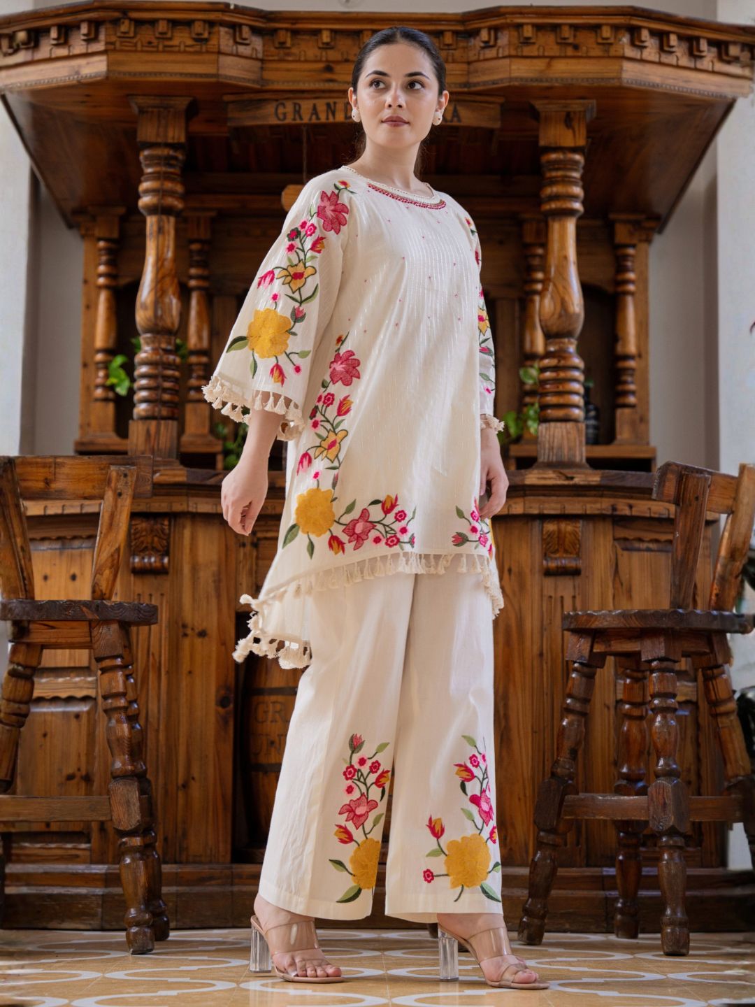 Hemal Bouquet Embroidery Cotton Co-ord Set