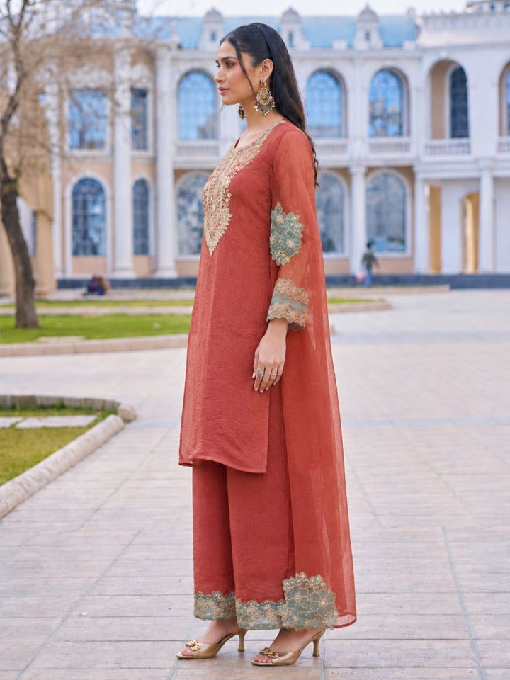 Mihika apricot full work suit set