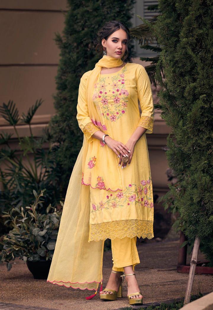 Farzana Yellow Handwork Suit Set