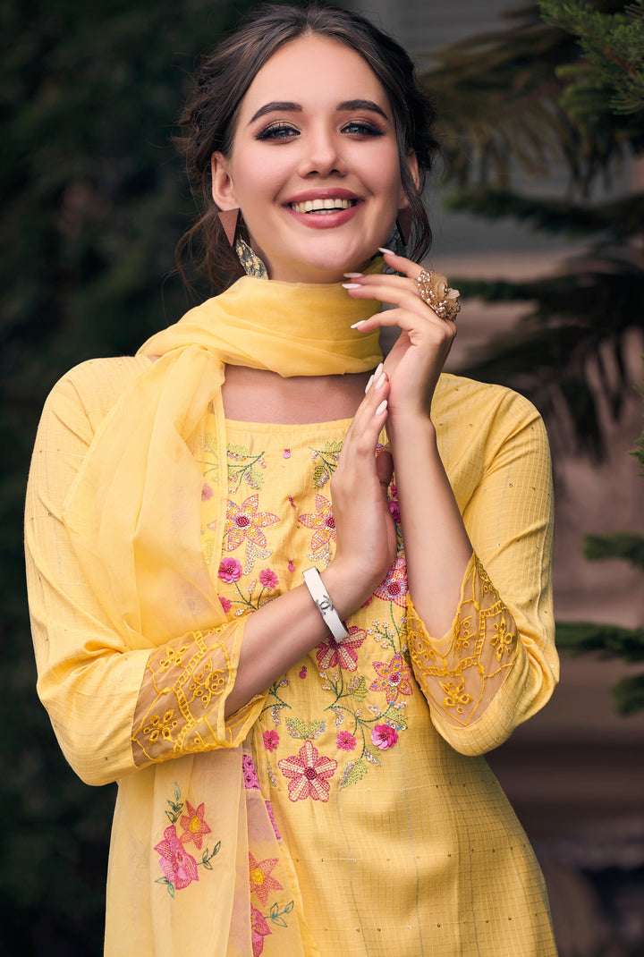 Farzana Yellow Handwork Suit Set