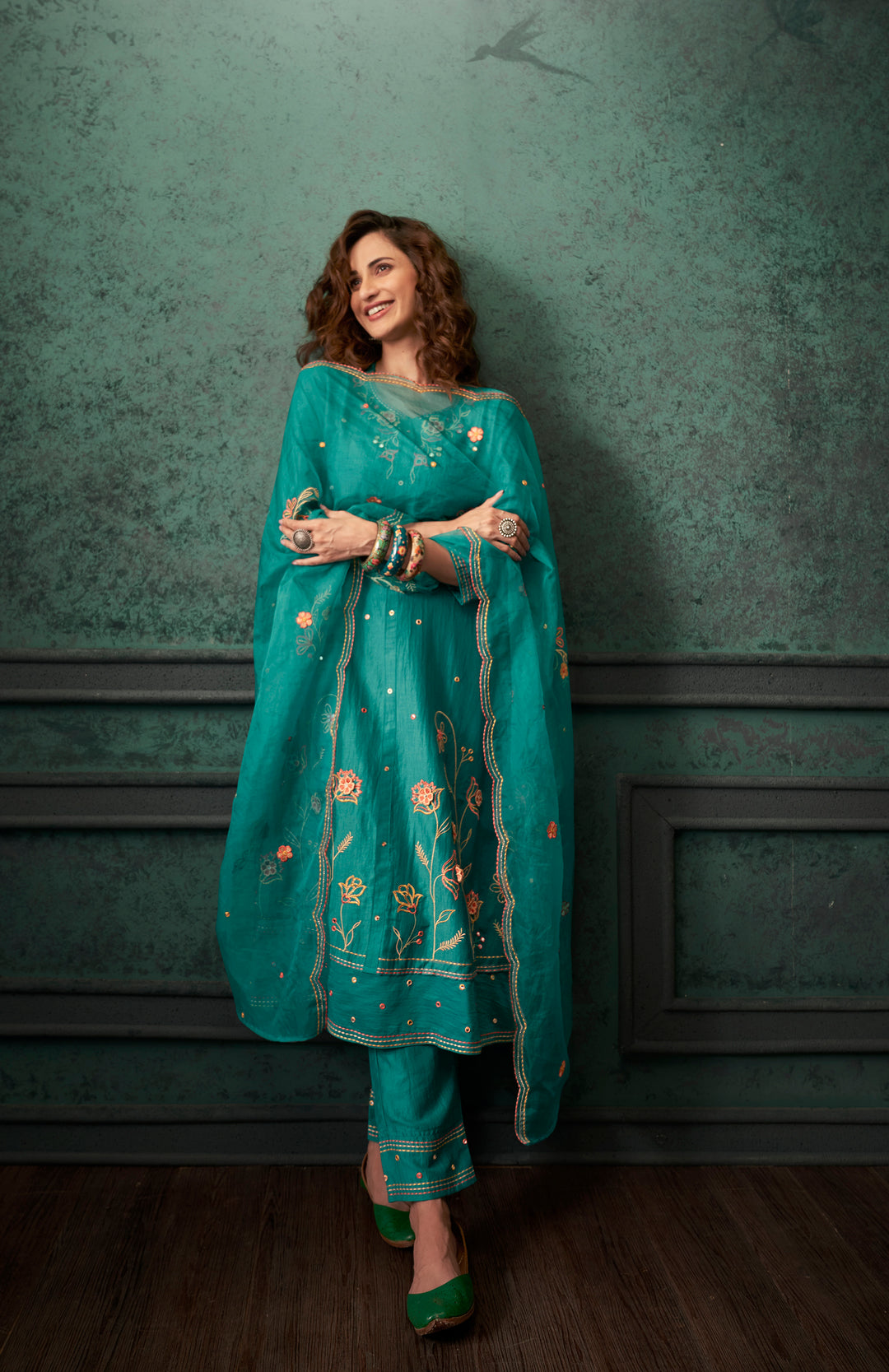 Chetna Teal Full Heavy Embroidery & Handwork Suit Set