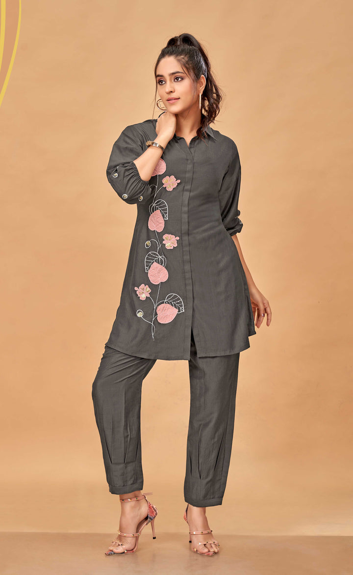 Tuhina Grey Applique Co-ord Set