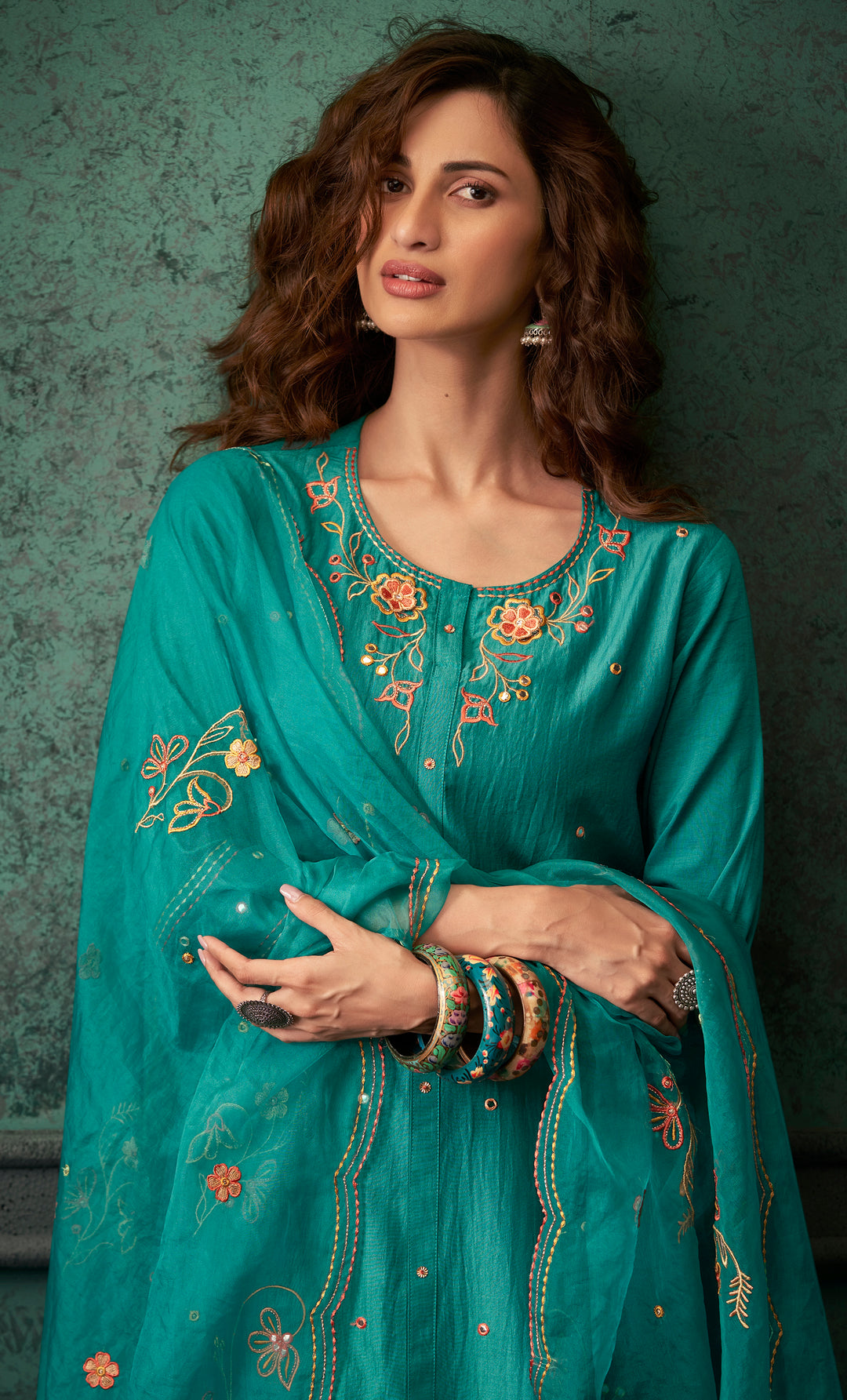 Chetna Teal Full Heavy Embroidery & Handwork Suit Set