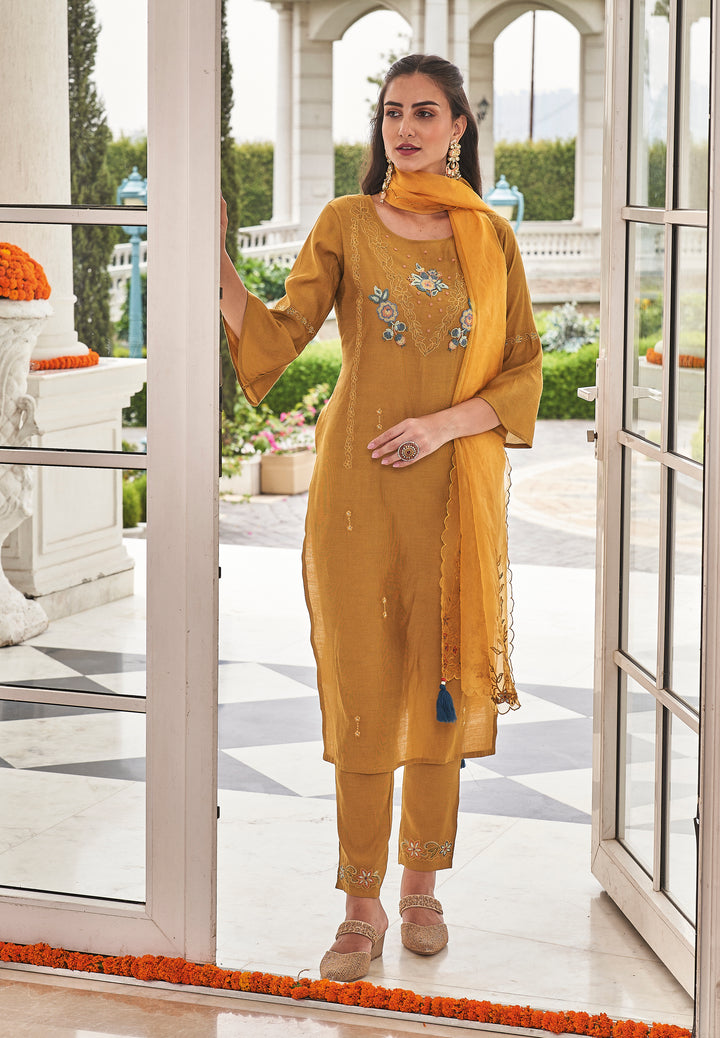 Grishma Yellow Handwork & Embroidery Suit Set