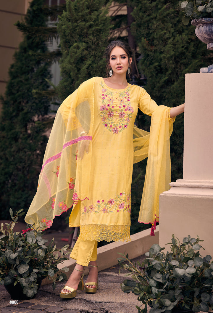 Farzana Yellow Handwork Suit Set