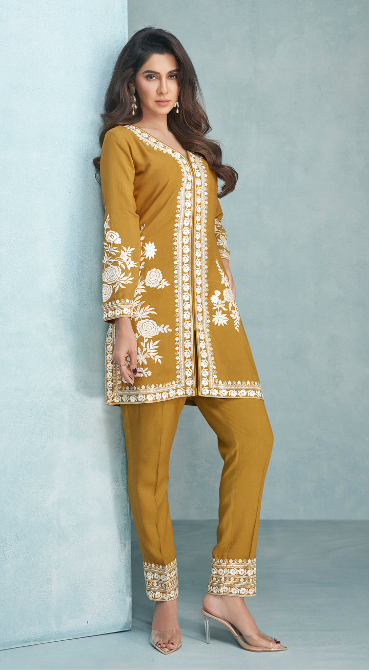 Iris Yellow Embroidered Co-ord Set