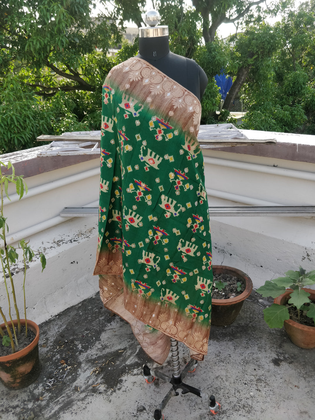 Green Printed Patola Duppata